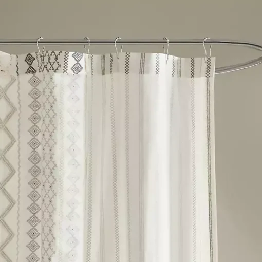 Ivory Textured Chenille Shower Curtain
