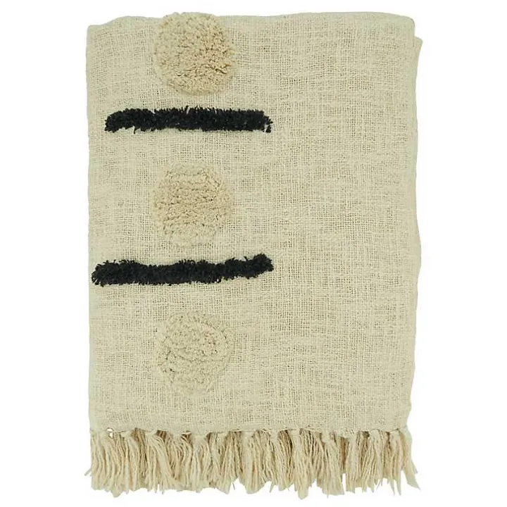 Ivory Tufted Dots and Dashes Throw