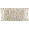 Ivory Tufted Macrame Tassels Lumbar Pillow