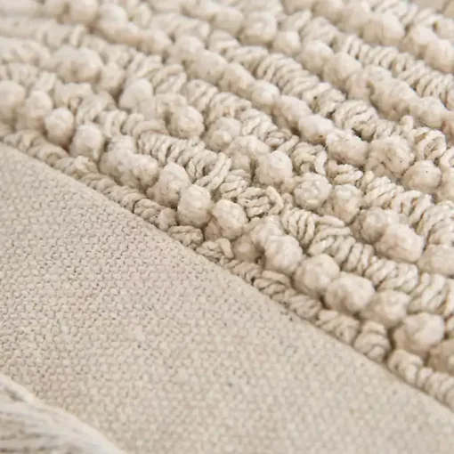 Ivory Tufted Macrame Tassels Lumbar Pillow