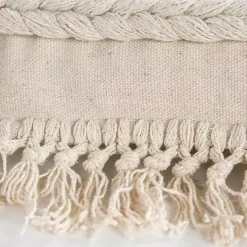 Ivory Tufted Macrame Tassels Lumbar Pillow