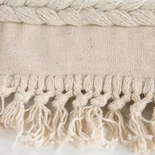 Ivory Tufted Macrame Tassels Lumbar Pillow