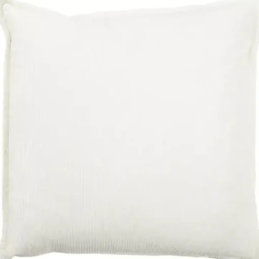 Ivory Velvet Corduroy Flange Throw Pillow