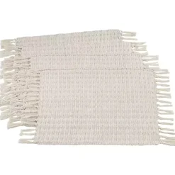 Ivory Woven Dashed Placemats, Set of 4