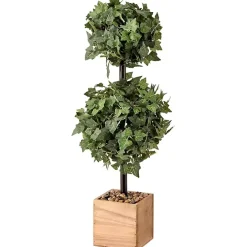 Ivy Double Ball Topiary in Wood Planter