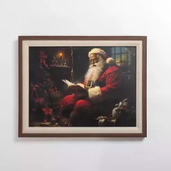 Jolly Santa Reading Framed Art Print