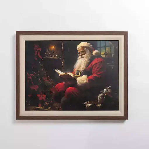 Jolly Santa Reading Framed Art Print