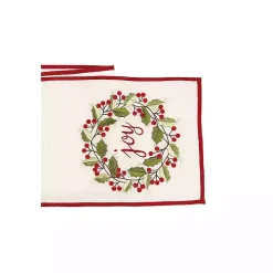 Joy Holly Wreath Table Runner