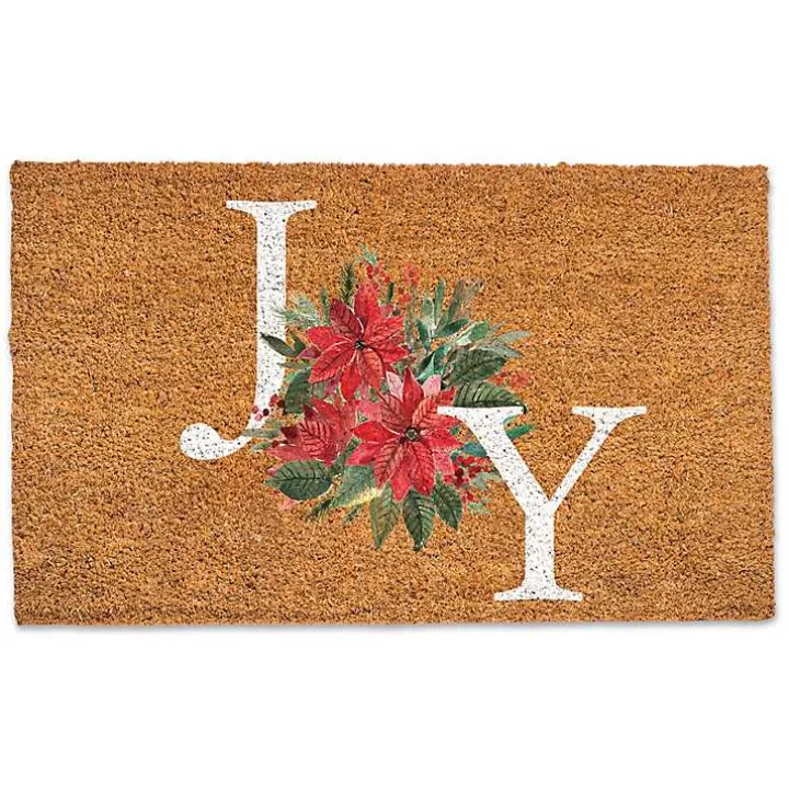 Joy Poinsettia Coir Doormat