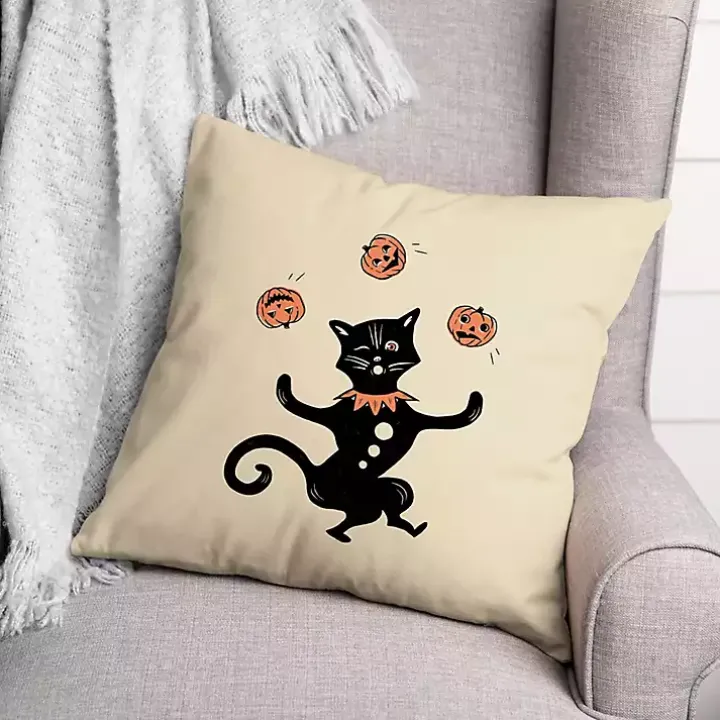 Juggling Cat Throw Pillow