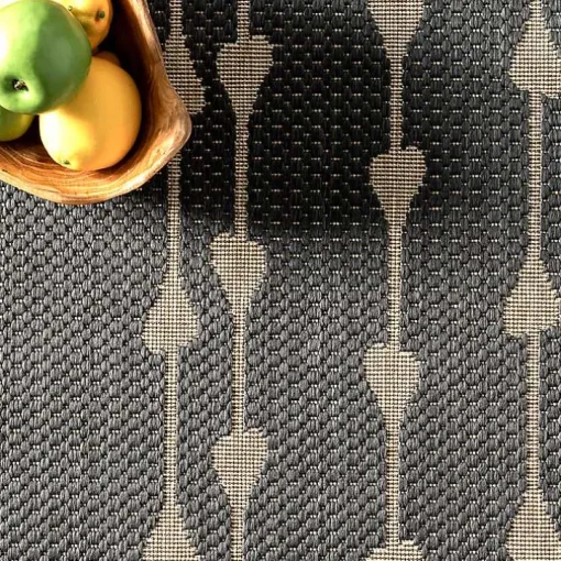 Kendall Gray Vertical Teardrop Outdoor Rug, 5x8