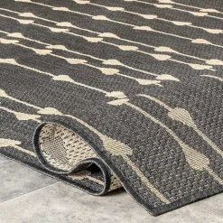 Kendall Gray Vertical Teardrop Outdoor Rug, 5x8