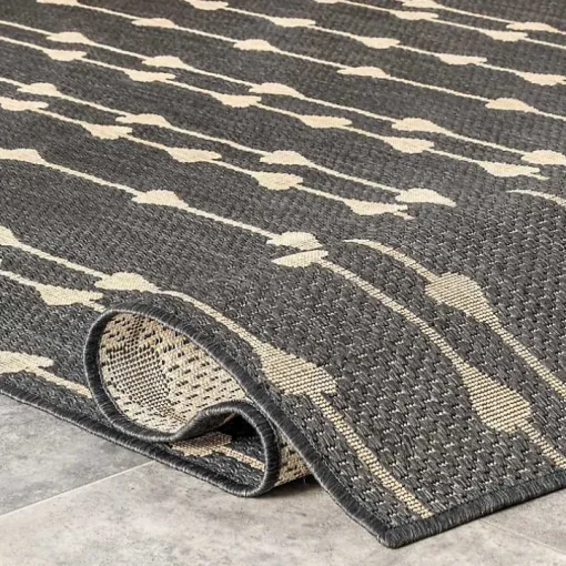 Kendall Gray Vertical Teardrop Outdoor Rug, 5x8