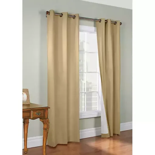 Khaki Room Darkening Curtain Panel Set, 84 in.