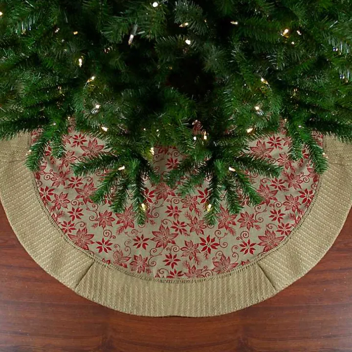 Knit Burlap Poinsettia Tree Skirt