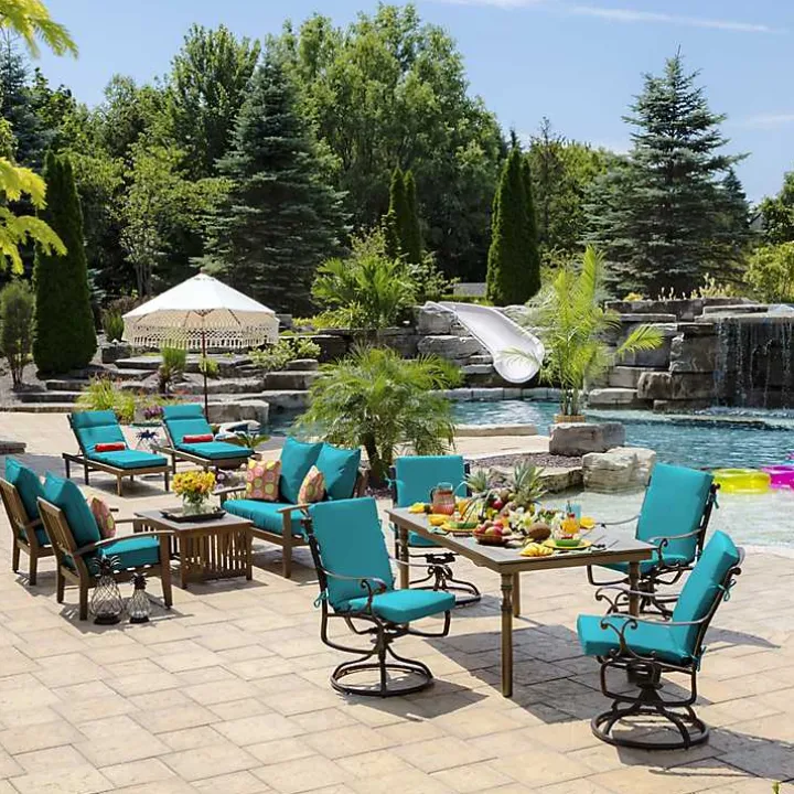 Lake Blue Texture Outdoor Deep Seat Cushions