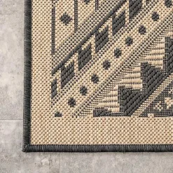 Landy Dark Gray Aztec Outdoor Rug, 8x10