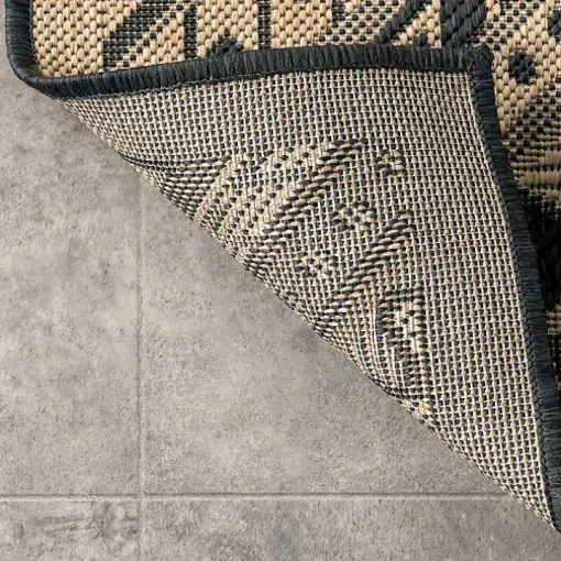 Landy Dark Gray Aztec Outdoor Rug, 8x10