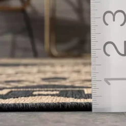 Landy Dark Gray Aztec Outdoor Rug, 8x10