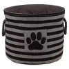 Large Black Paw Patch Stripe Round Pet Basket