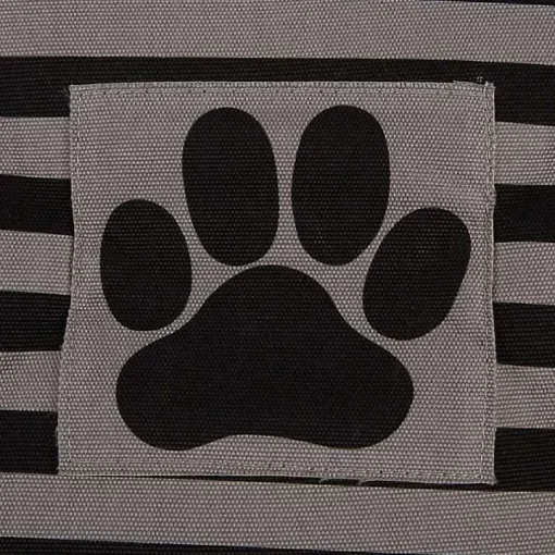 Large Black Paw Patch Stripe Round Pet Basket