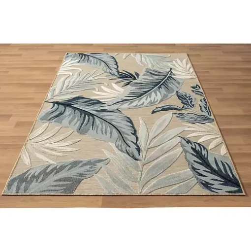 Large Print Tropical Leaf Outdoor Area Rug, 7x9
