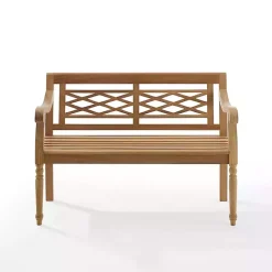 Lattice Teakwood Slatted Outdoor Bench