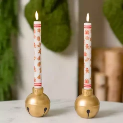 LED Gingerbread Man Taper Candles, Set of 2