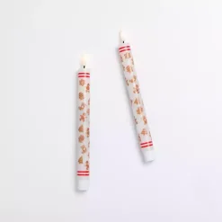LED Gingerbread Man Taper Candles, Set of 2