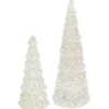 LED Glass Cone Snowy Trees, Set of 2