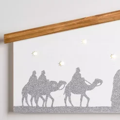LED Silver Glitter Nativity Wall Plaque