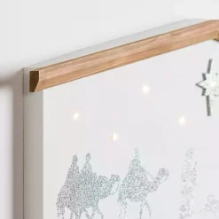 LED Silver Glitter Nativity Wall Plaque