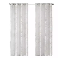 Leilani White Palm Leaf Curtain Panel, 95 in.