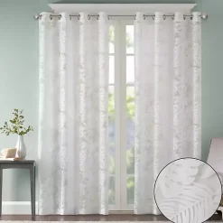 Leilani White Palm Leaf Curtain Panel, 84 in.