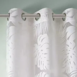 Leilani White Palm Leaf Curtain Panel, 84 in.