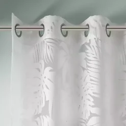 Leilani White Palm Leaf Curtain Panel, 63 in.