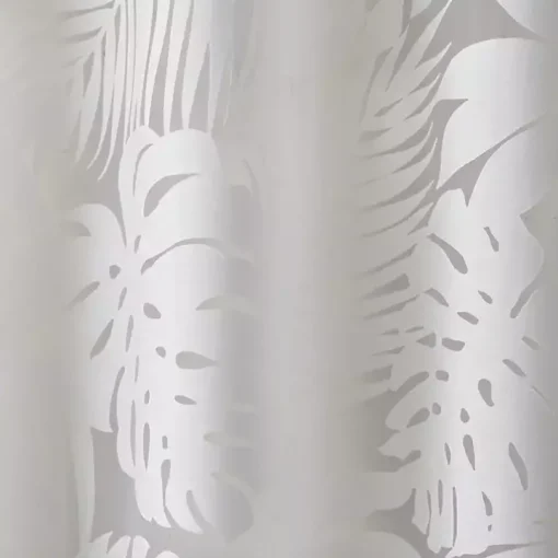 Leilani White Palm Leaf Curtain Panel, 63 in.