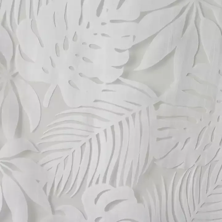 Leilani White Palm Leaf Curtain Panel, 84 in.