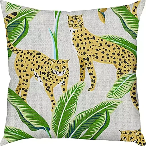 Leopard & Foliage Outdoor Pillow, 22 in.