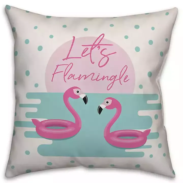 Let's Flamingle Outdoor Pillow