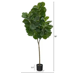 Lifelike Fiddle Leaf Fig in Nursery Planter, 6 ft.