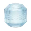 Light Blue Geometric Glass Vase, 8 in.