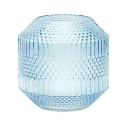 Light Blue Geometric Glass Vase, 8 in.