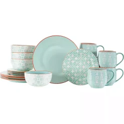 Light Blue Geometric 16-pc. Dinnerware Set