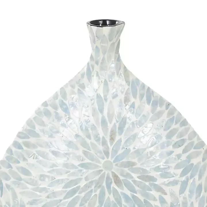 Light Blue Mother of Pearl Floral Floor Vase