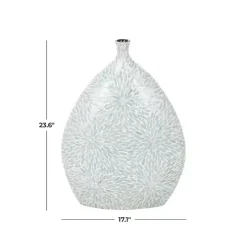 Light Blue Mother of Pearl Floral Floor Vase