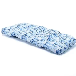 Light Blue Patterned Outdoor Bench Cushion