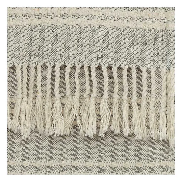 Light Gray and Ivory Striped Cotton Throw