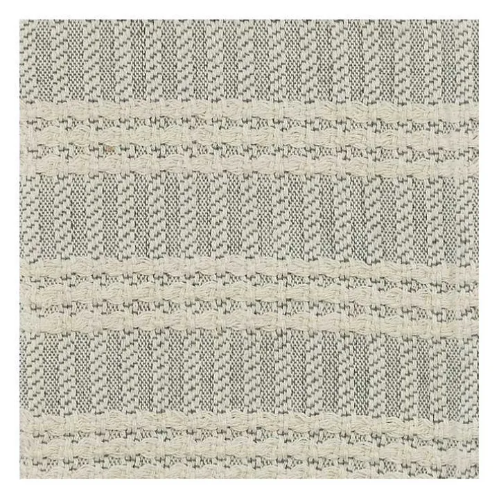 Light Gray and Ivory Striped Cotton Throw