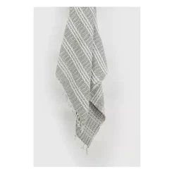 Light Gray and Ivory Striped Cotton Throw